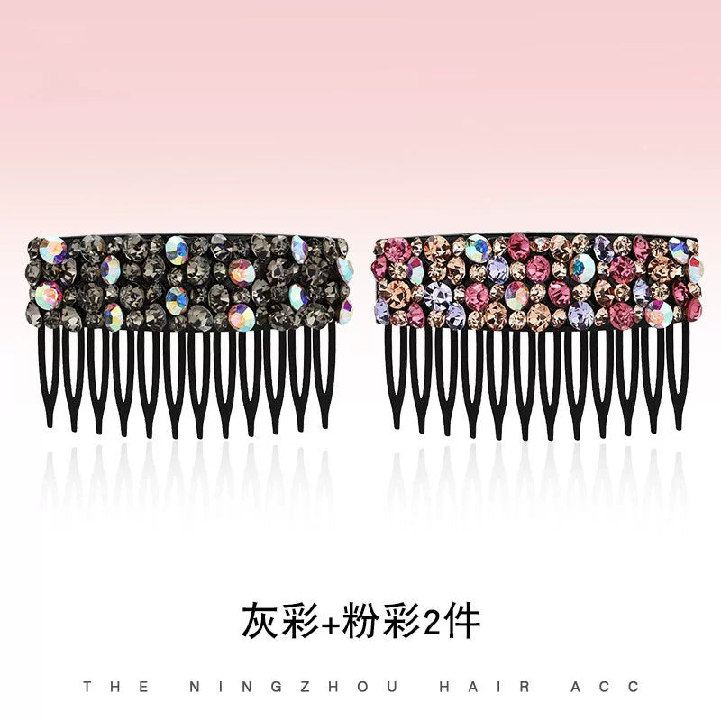 Korean Dongdaemun High-End Rhinestone Hair Comb Inverted Comb for Women, Sophisticated Elegance New Loose Hair Styling Tool Hair Clip