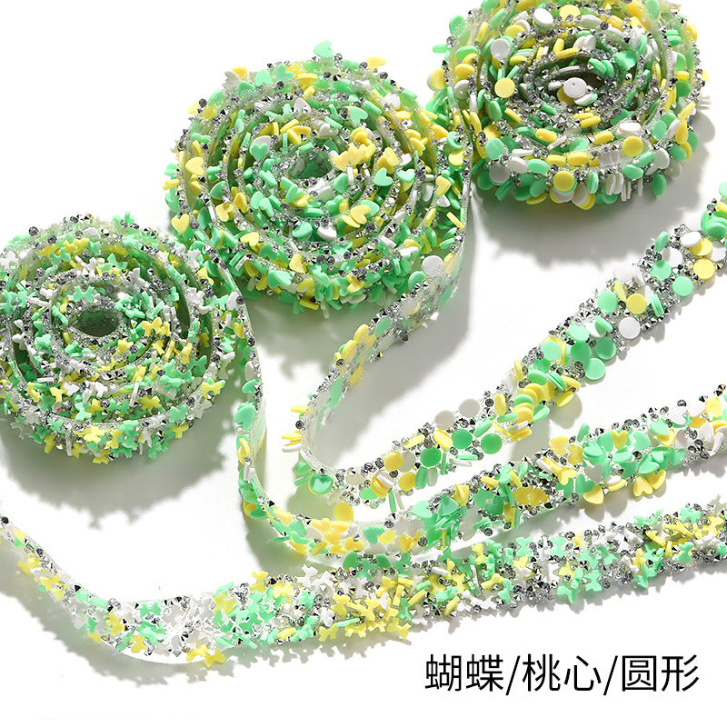 Tear off and stick love soft pottery shard drill tape adhesive self-adhesive process DIY jewelry clothing accessories bow drill belt