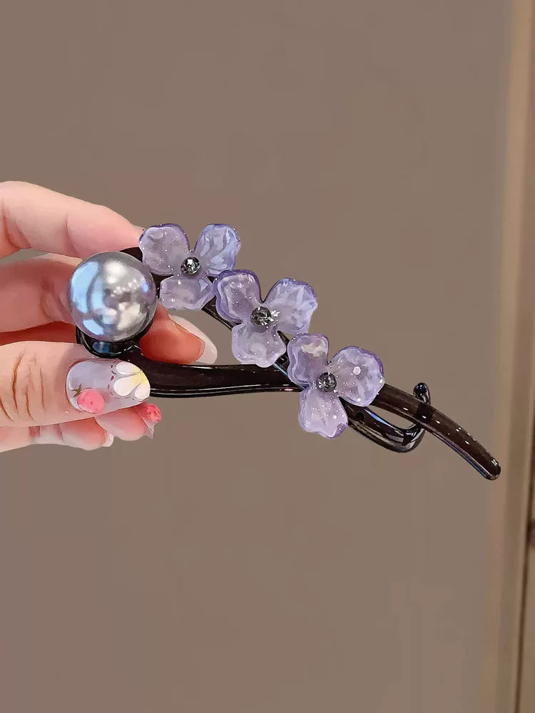Elegant and sophisticated floral twist hair clips for women, 2026 new high-end back hair clip, straight duckbill clip