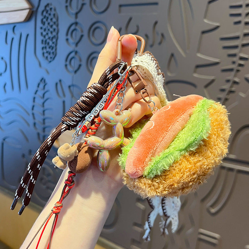 Creative DIY Plush Food Miu Series Bag Pendant Accessories Couple Hamburger School Bag Keychain Doll Small Pendant