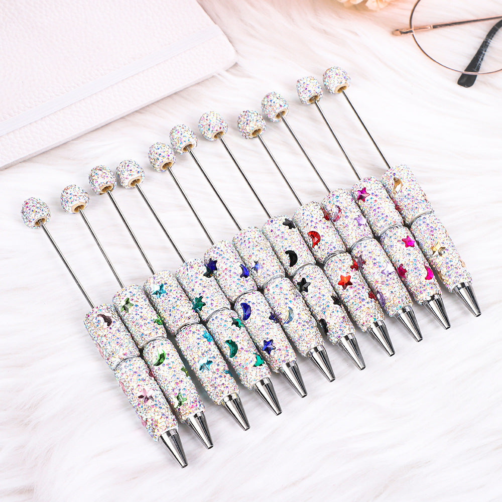 Star Moon Full Diamond Ballpoint Pen Creative DIY Beadable Handmade Diamond Ballpoint Pen Manufacturer Gift Pen Wholesale