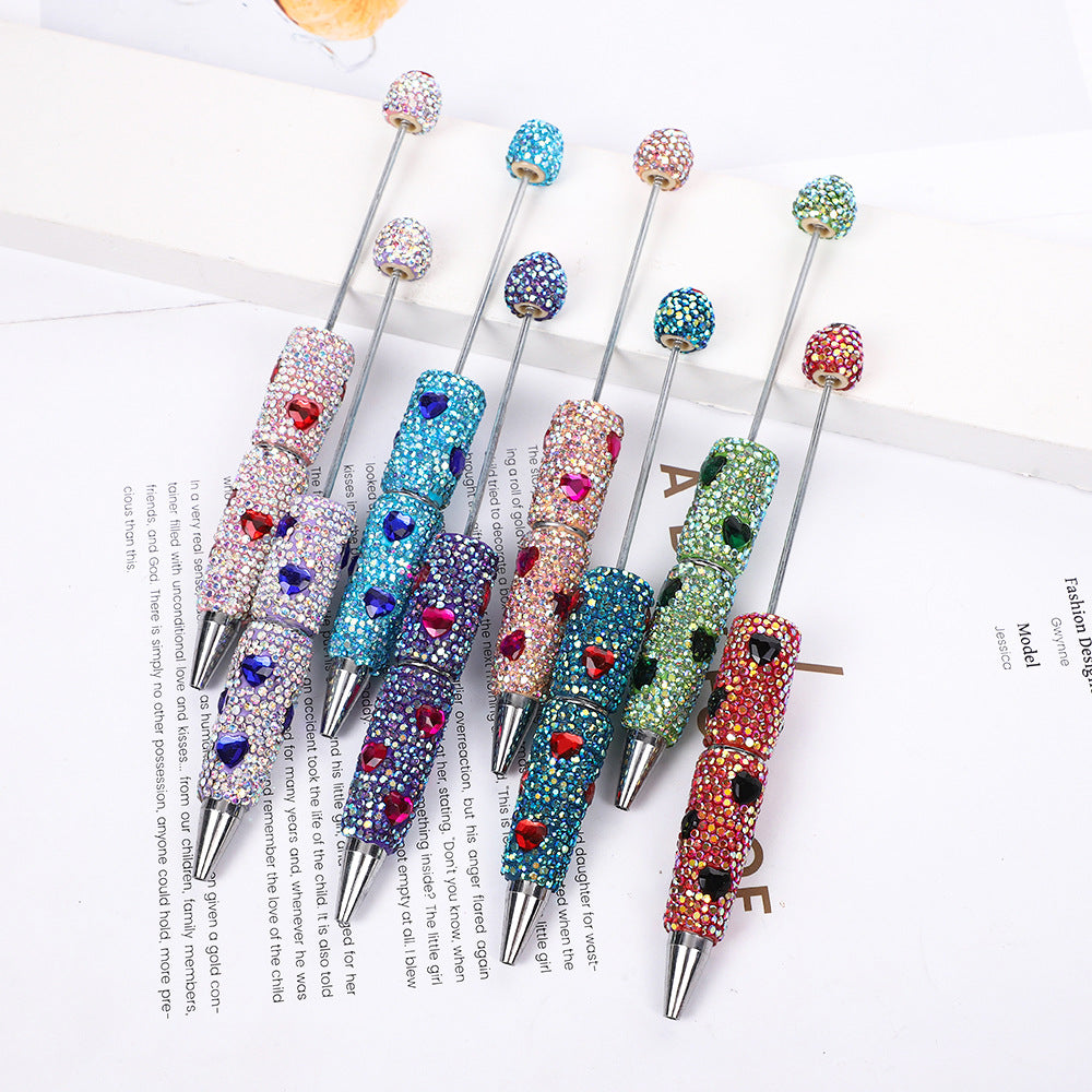 Creative colorful love full diamond ballpoint pen DIY beading electroplating handmade diamond set ballpoint pen cross-border hot sale spot