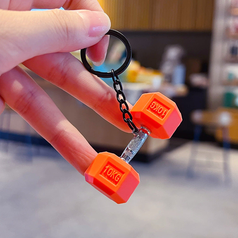 Creative Mini Fitness Barbell Piece Keychain Pendant Couple Car Bag Keychain Sports Small Pendant Wholesale