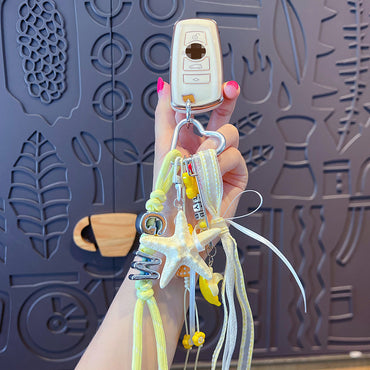 Creative miu starfish bracelet keychain bag pendant simple couple DIY car keychain pendant wholesale