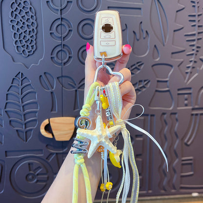 Creative miu starfish bracelet keychain bag pendant simple couple DIY car keychain pendant wholesale