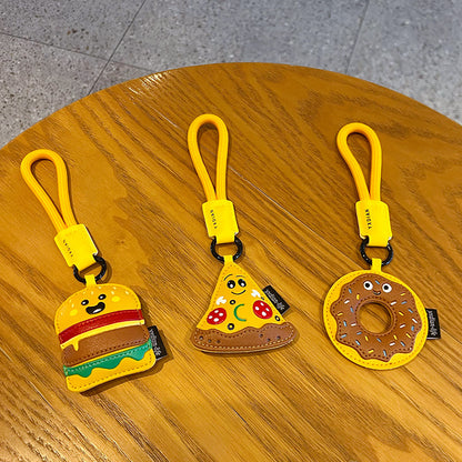 Creative PU leather simulation food keychain pendant couple hamburger car keychain bag pendant small gift