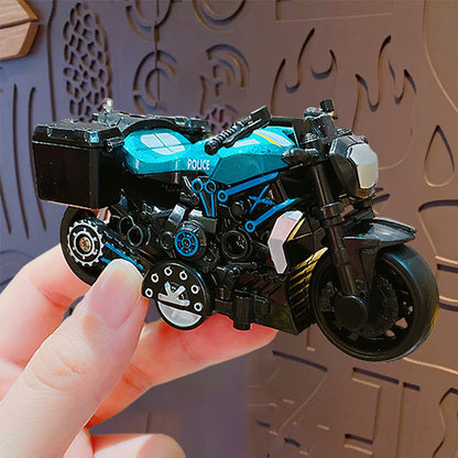 Creative Pullback Motorcycle Model Keychain - Cartoon Alloy Pullback Car Toy Model Pendant Small Gift