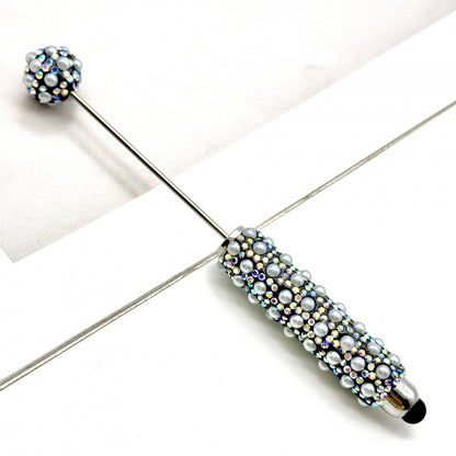 New pearl full diamond touch screen pen diy pearl capacitive touch ballpoint pen puzzle piercable bead cute pen wholesale