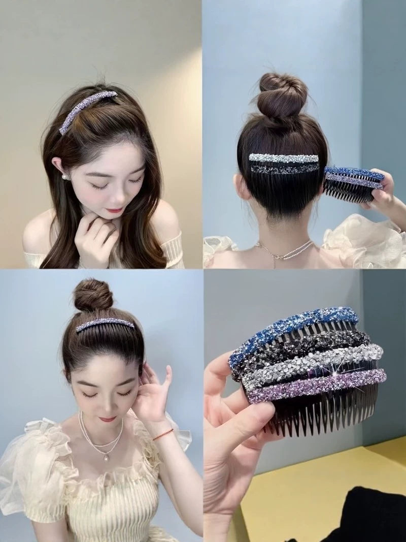 Premium glitter rhinestone hair comb, loose hair management tool, 2026 new toothbrush, bangs inverted comb, elegant hair clip, hair accessory