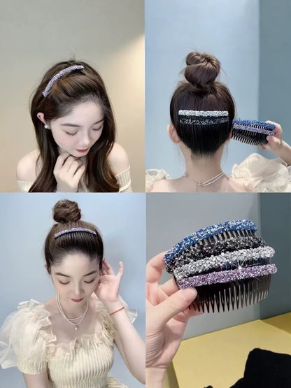 Premium glitter rhinestone hair comb, loose hair management tool, 2026 new toothbrush, bangs inverted comb, elegant hair clip, hair accessory