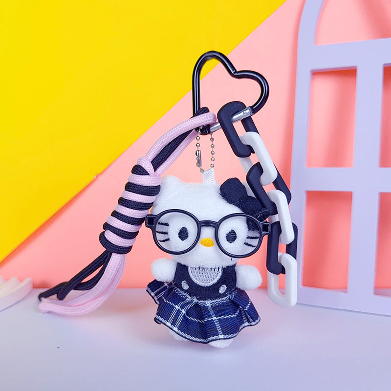 Creative miu plush kitty cat keychain bag pendant cute couple DIY doll keychain pendant