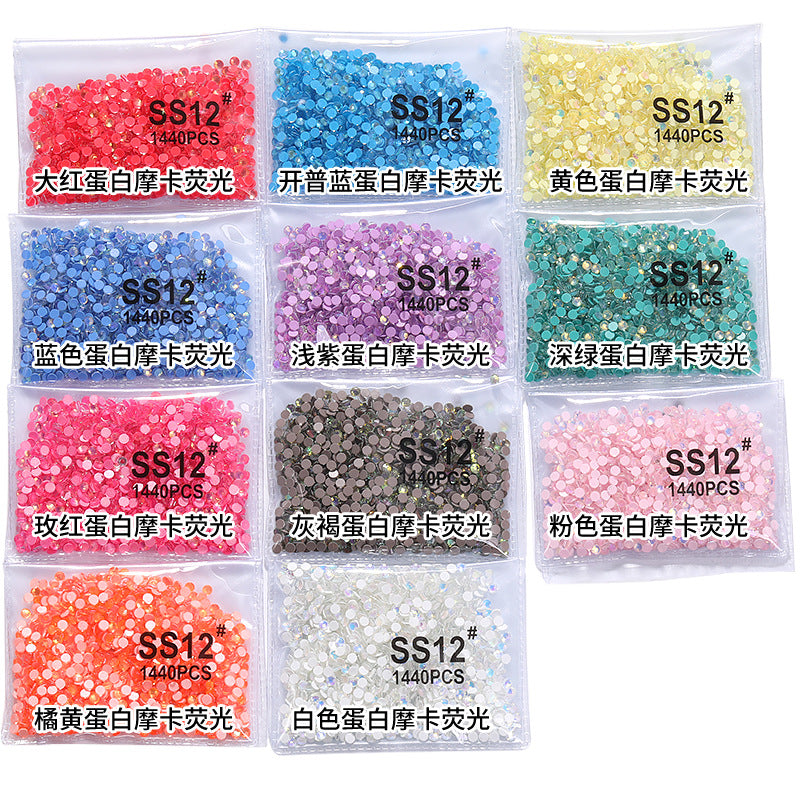 Guomao A-Diamond Even-Face Protein Mocha Fluorescent Ultra-Glitter Glass Diamond Jewelry Accessories DIY Phone Case Accessories Flat-Bottom Diamond