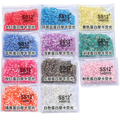 Guomao A-Diamond Even-Face Protein Mocha Fluorescent Ultra-Glitter Glass Diamond Jewelry Accessories DIY Phone Case Accessories Flat-Bottom Diamond