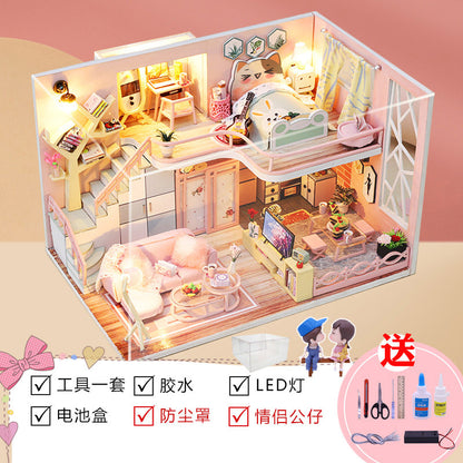 Yangbei DIY cabin making mini princess small house model assembly villa toy creative birthday gift female