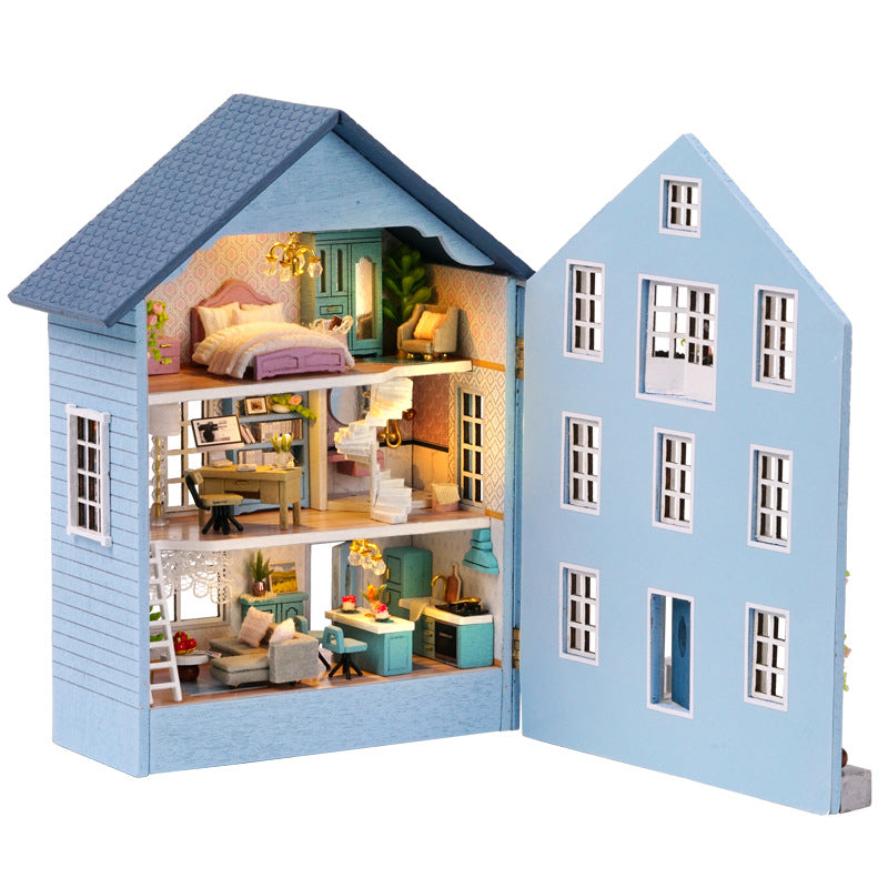 Wisdom House DIY Cottage Mini Home Series Wooden Handmade Can Be Opened and Closed Homemade Multi-level Gift Girls