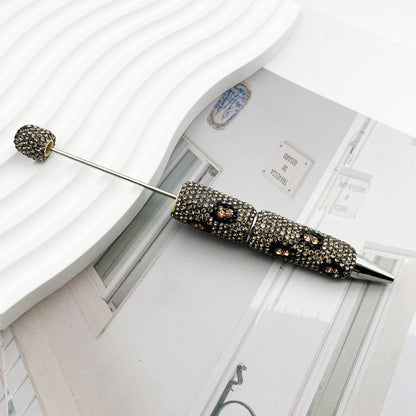 Leopard print full diamond ballpoint pen creative DIY beading pure handmade diamond set ballpoint pen advertising gift pen spot wholesale