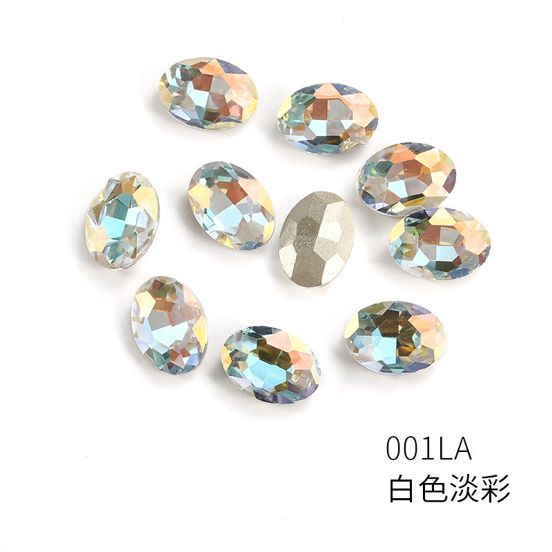 Oval light color nail art diamonds, dan-shaped pointed bottom diamond hair accessories, headwear, luggage, clothing accessories, oval light color water rhinestones