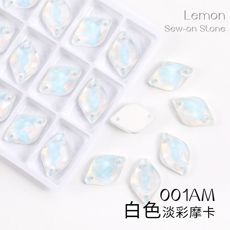 Xichuan New K9 Lemon Flat Buckle Flat Bottom Double-Hole Beveled Glass Hand-Sewn Diamond Clothing DIY Accessories