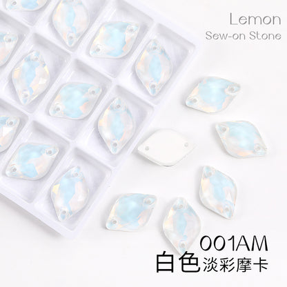 Xichuan New K9 Lemon Flat Buckle Flat Bottom Double-Hole Beveled Glass Hand-Sewn Diamond Clothing DIY Accessories