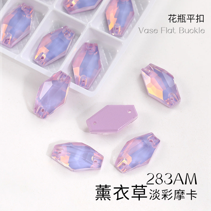 Factory wholesale flat buckle flat bottom hand-stitched rhinestone vase crystal stone ultra-glitter scratch-free packaging glass diamond