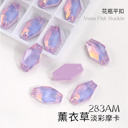 Factory wholesale flat buckle flat bottom hand-stitched rhinestone vase crystal stone ultra-glitter scratch-free packaging glass diamond