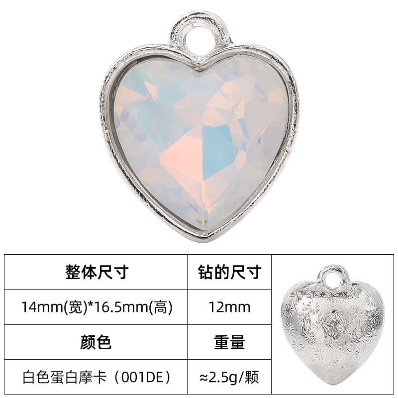 Heart-inlaid 12MM peach heart single crystal pendant bracelet, headpiece, flower tray material, DIY accessory pendant