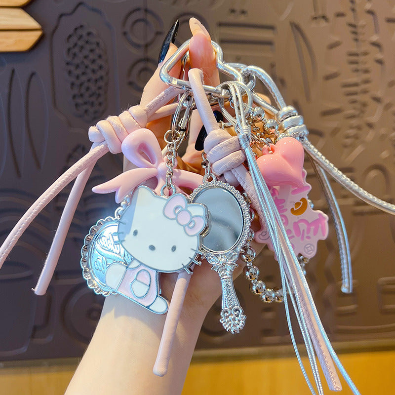 DIY pink alloy KT beaded bracelet keychain pendant accessories female couple miu tie bag keychain pendant