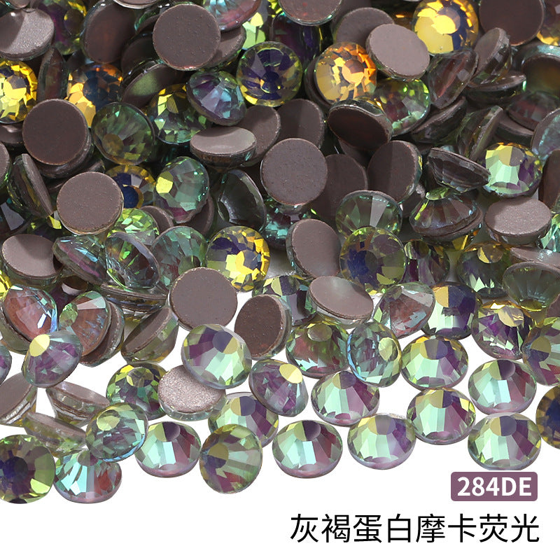 Guomao A-Diamond Even-Face Protein Mocha Fluorescent Ultra-Glitter Glass Diamond Jewelry Accessories DIY Phone Case Accessories Flat-Bottom Diamond