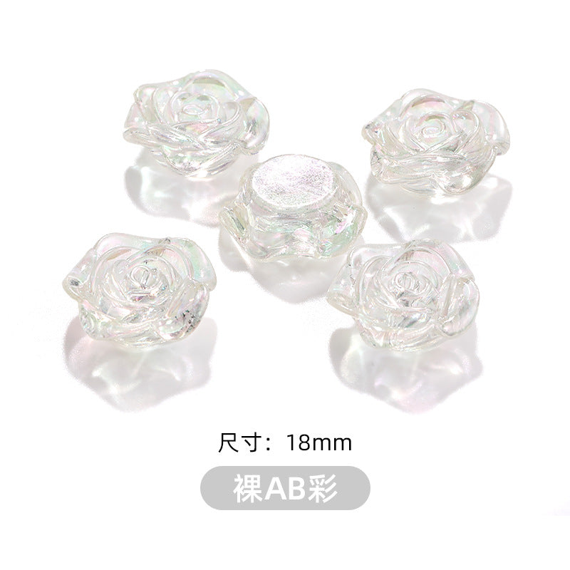 High-Gloss ABS Imitation Pearl Beads - Perforated Beige White Camellia Hairpin Jewelry DIY Accessories