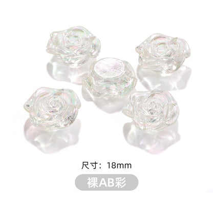 High-Gloss ABS Imitation Pearl Beads - Perforated Beige White Camellia Hairpin Jewelry DIY Accessories
