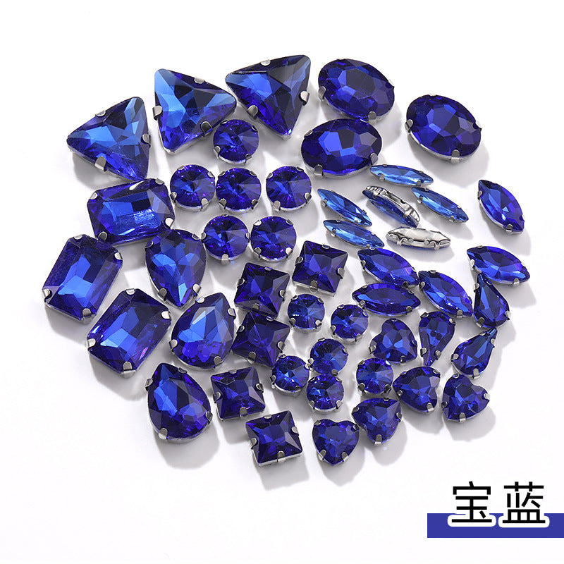 Mixed Four-Corner Claw Rhinestones - Silver Crystal Glass Hand-Sewn Wedding Dress Accessories 50pcs