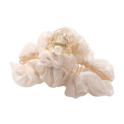Mesh flower pearl hair grapple clip women's high-end sense 2026 new back of the head plate hairpin shark clip hair accessory