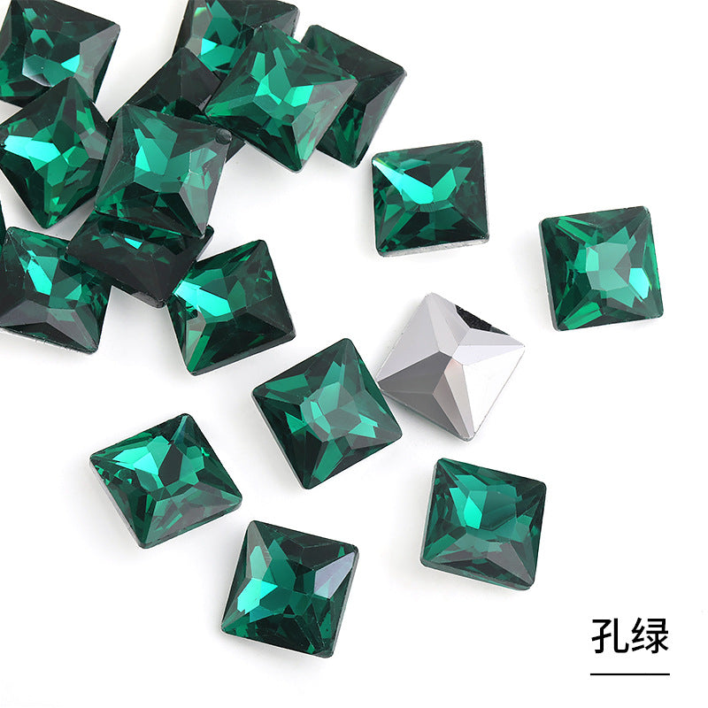 Square special-shaped diamonds, real silver-plated bottoms, bags, hair clips, accessories, shoes, clothing, accessories, pointed bottoms, square diamonds