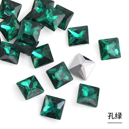 Square special-shaped diamonds, real silver-plated bottoms, bags, hair clips, accessories, shoes, clothing, accessories, pointed bottoms, square diamonds