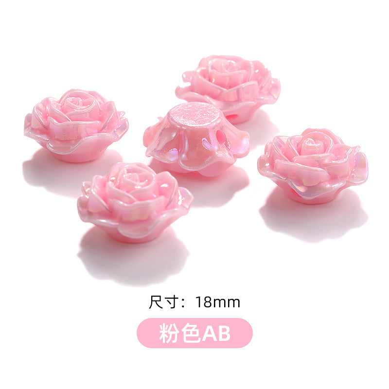 High-Gloss ABS Imitation Pearl Beads - Perforated Beige White Camellia Hairpin Jewelry DIY Accessories