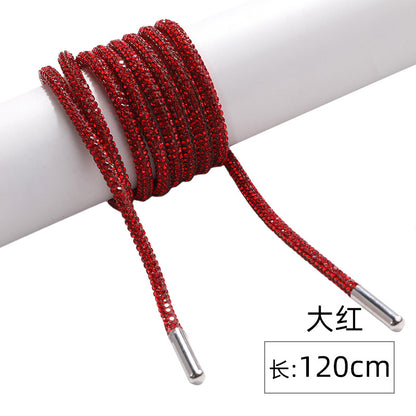 Crystal cord, drill rope, full diamond, ultra-glitter round soft tube, 6-row drill rope, coat strap, hat strap, shoelace, bag and pants strap, DIY accessory for accessories