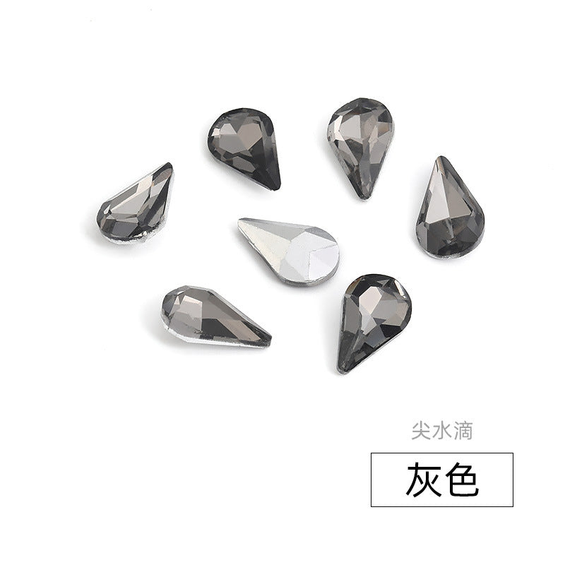 Long Drop Teardrop Diamond Rhinestones - Silver Crystal Luggage Jewelry Nail Art Clothing Hair Accessories