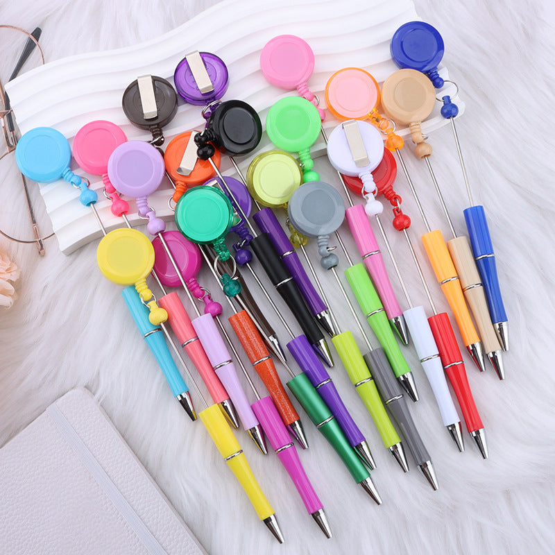 DIY easy to pull buckle ballpoint pen color plastic retractable doctor nurse badge card easy pull cable buckle