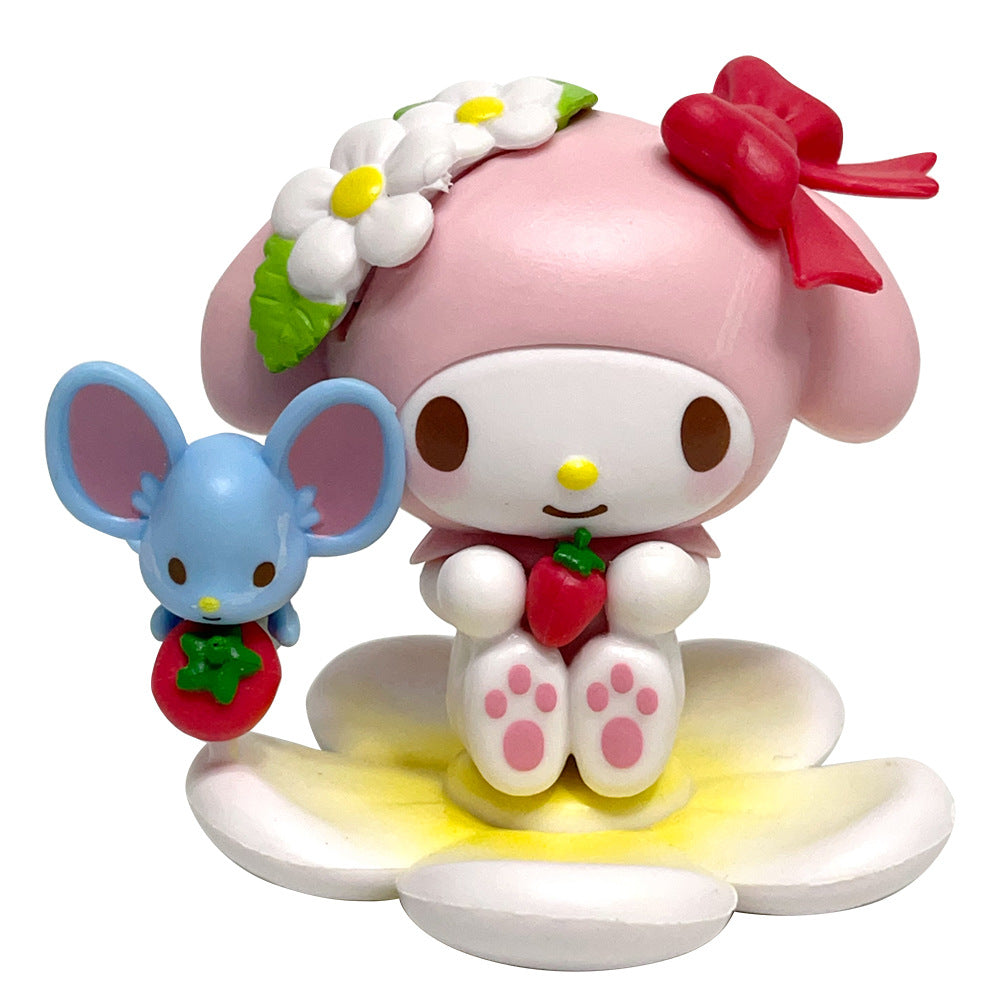 Sanrio floral series blind box trendy toy figure Melody Kuromi cute doll table ornament gift