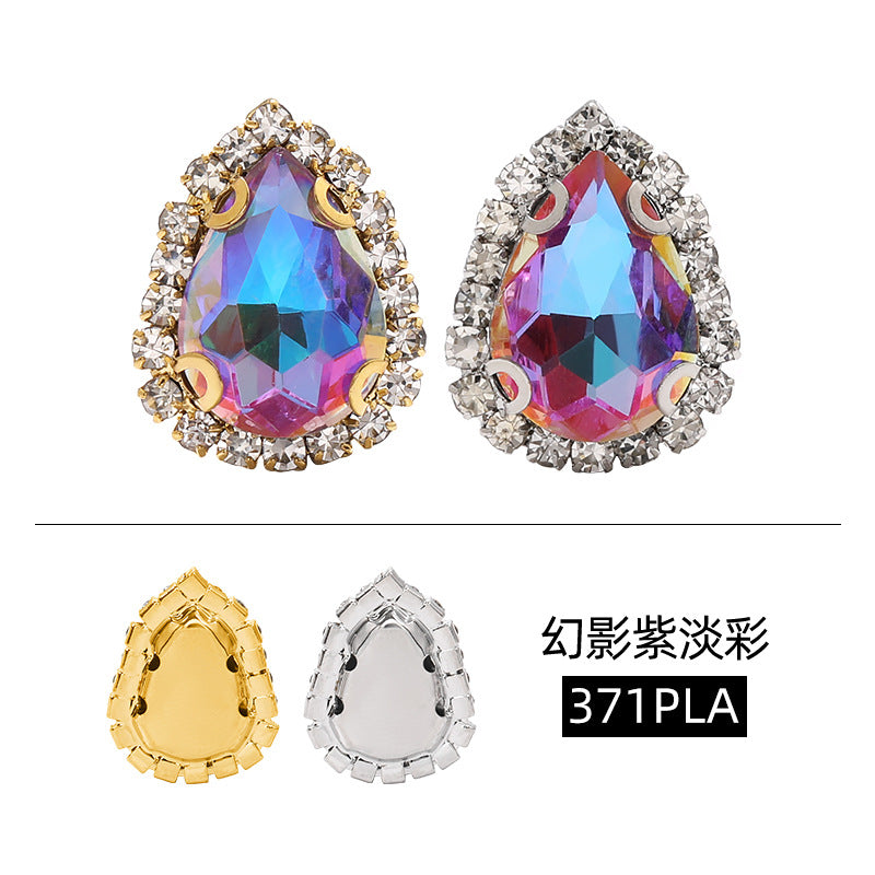 New waterdrop copper crystal buckle with vivid light color thickened base strap hole claw diamond shoes and hats and clothing accessories