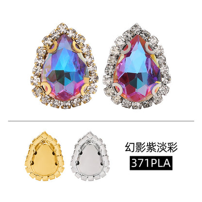 New waterdrop copper crystal buckle with vivid light color thickened base strap hole claw diamond shoes and hats and clothing accessories