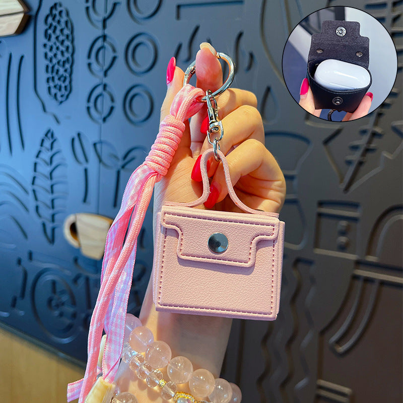 Creative miu PU leather headphone case keychain small pendant cute couple car keychain bag pendant