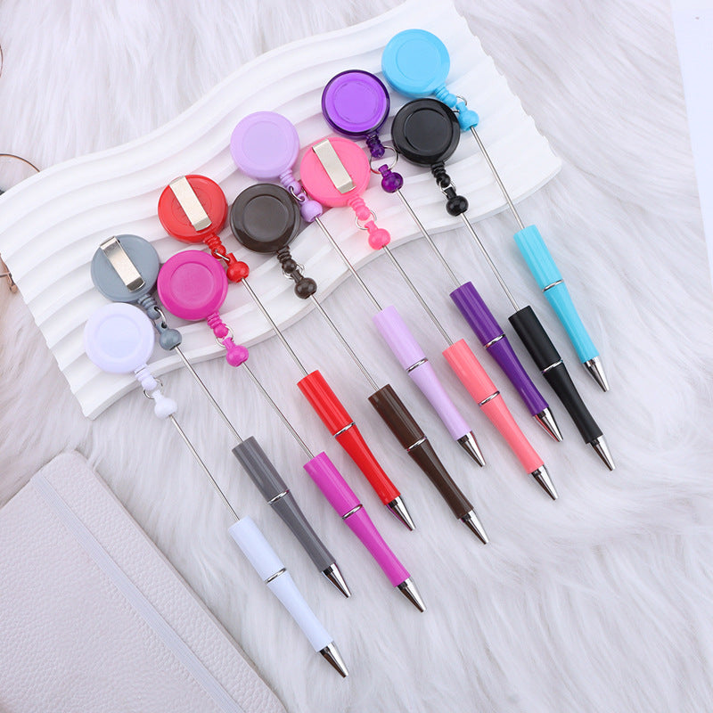 DIY easy to pull buckle ballpoint pen color plastic retractable doctor nurse badge card easy pull cable buckle
