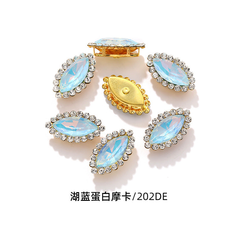 Horse Eye Sunflower Double-layer Hand-Stitched Diamond Shaped Edge Glass Diamond Clothing Bag DIY Accessories Manufacturer Wholesale