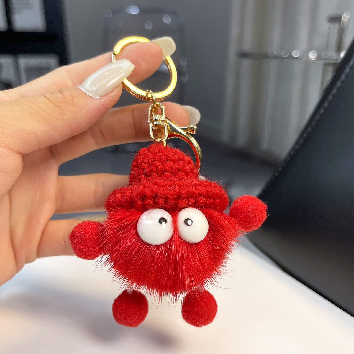 Imitation mink fur small briquette plush pendant, car keychain pendant, trinket, plush bag pendant, school bag pendant