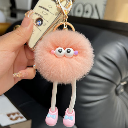 Cute imitation otter rabbit long legs small briquette car keychain pendant plush bag pendant gift doll doll