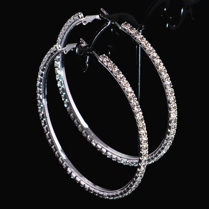 2-4-6-8-10cm oversized earrings exaggerated earrings european and american round rhinestone geometric hoop earrings for women cross-border
