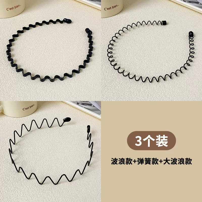Simple black metal headband for women's face washing, sports invisible men's hairband fixed headband that does not tighten hair clips