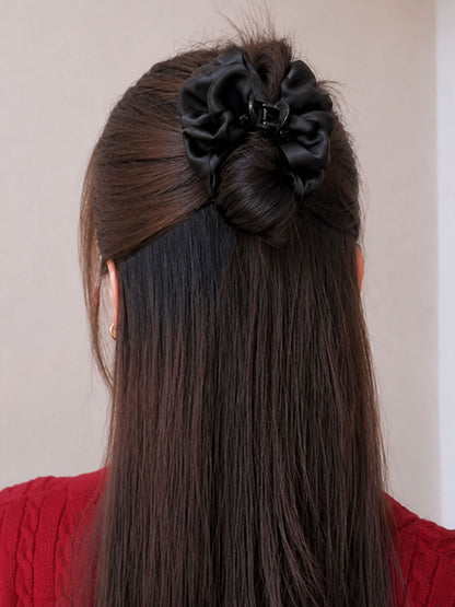 Black feather half-tie hair clip, small grab clip at the back of the head, high-end feel, little hair volume, shark clip, headpiece small size