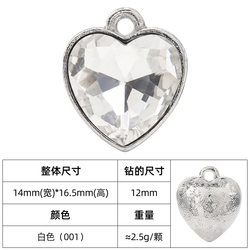 Heart-inlaid 12MM peach heart single crystal pendant bracelet, headpiece, flower tray material, DIY accessory pendant
